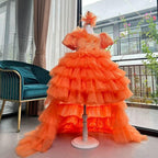Girls Puff Sleeve Sequin Tail Birthday Party Princess Dress | KLFFIGID