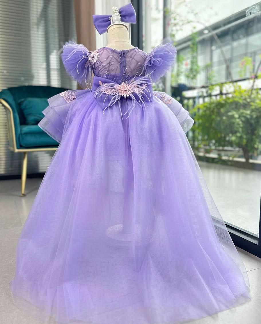 Baby Flutter Sleeve Tail Princess Dress Christmas & 1st Birthday Party | KLFFIGID