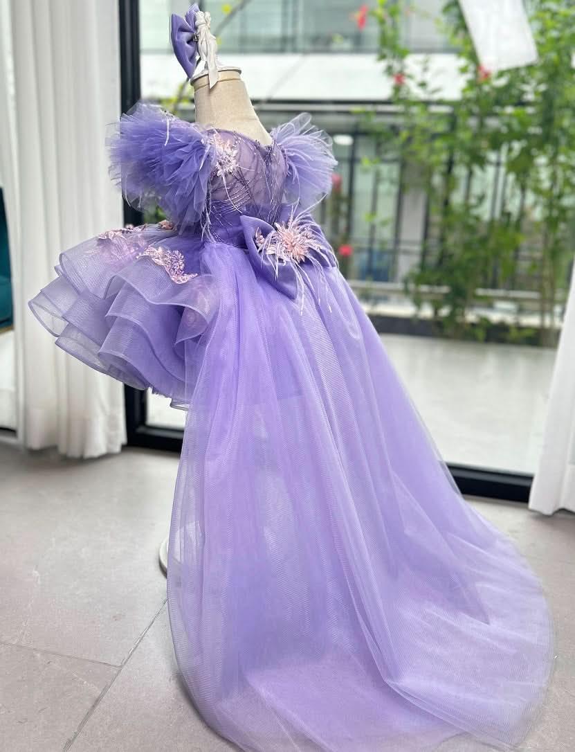 Baby Flutter Sleeve Tail Princess Dress Christmas & 1st Birthday Party | KLFFIGID