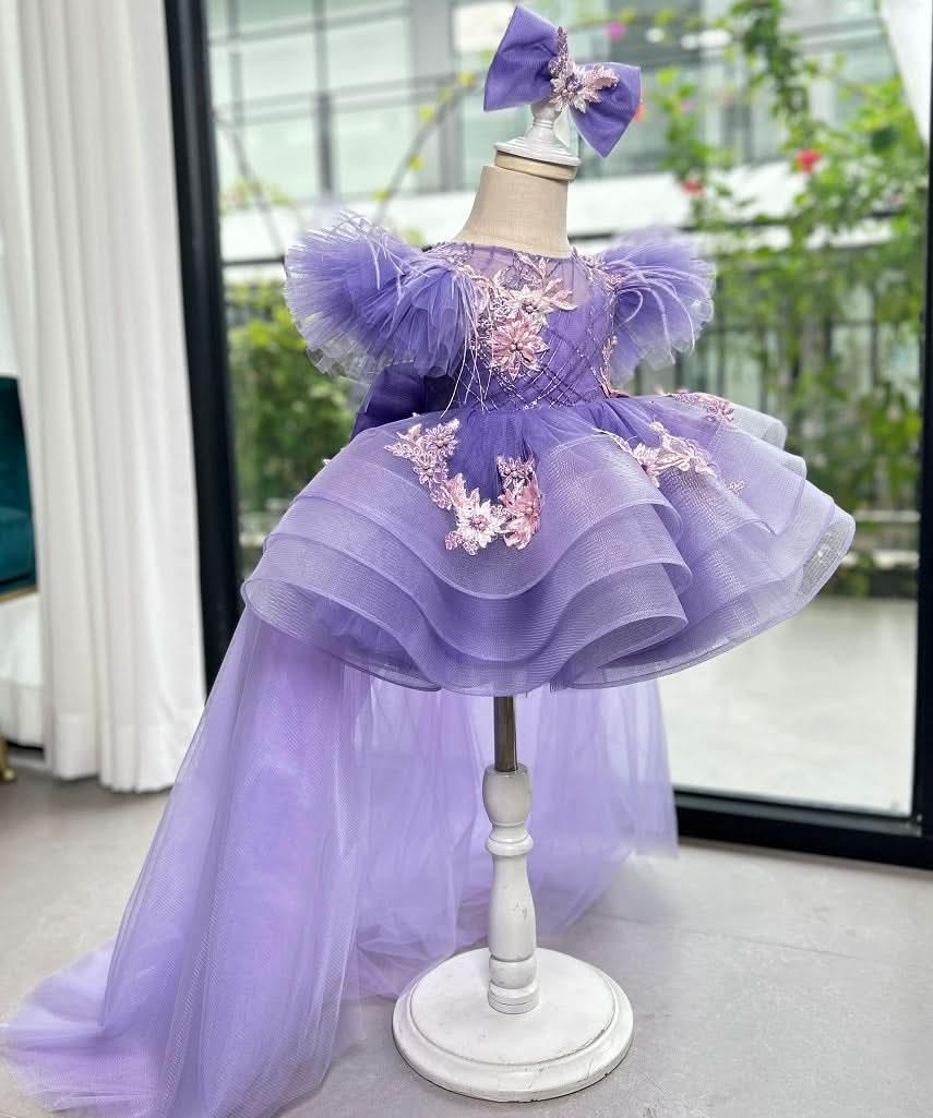 Baby Flutter Sleeve Tail Princess Dress Christmas & 1st Birthday Party | KLFFIGID