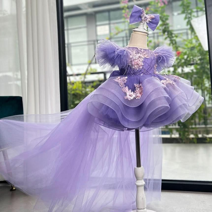 Baby Flutter Sleeve Tail Princess Dress Christmas & 1st Birthday Party | KLFFIGID