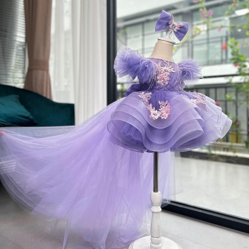 Baby Flutter Sleeve Tail Princess Dress Christmas & 1st Birthday Party | KLFFIGID