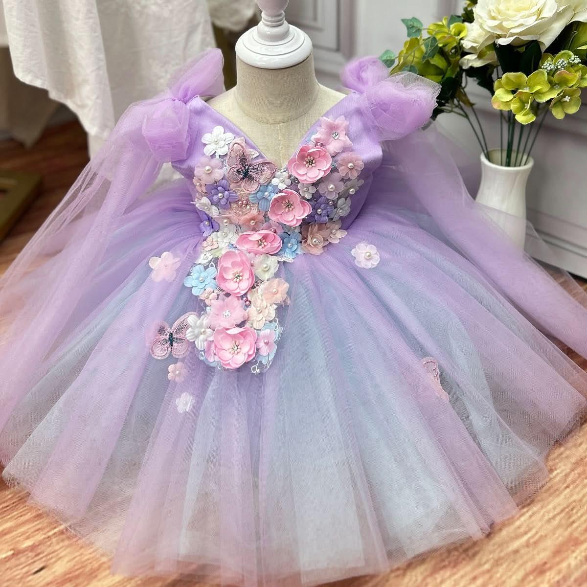 Wedding Flower Girl 1st Birthday Party Mesh Princess Dress | KLFFIGID