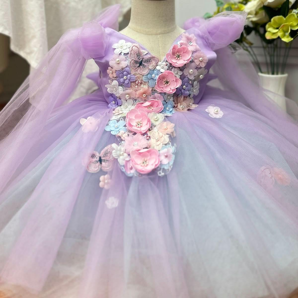 Wedding Flower Girl 1st Birthday Party Mesh Princess Dress | KLFFIGID