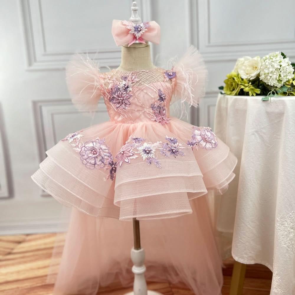Baby Flutter Sleeve Tail Princess Dress Christmas & 1st Birthday Party | KLFFIGID
