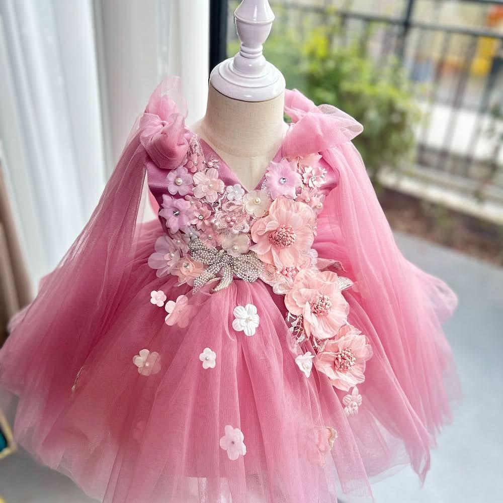 Baby Girl Cute Sleeveless Flower Mesh Birthday Princess Dress | KLFFLGID