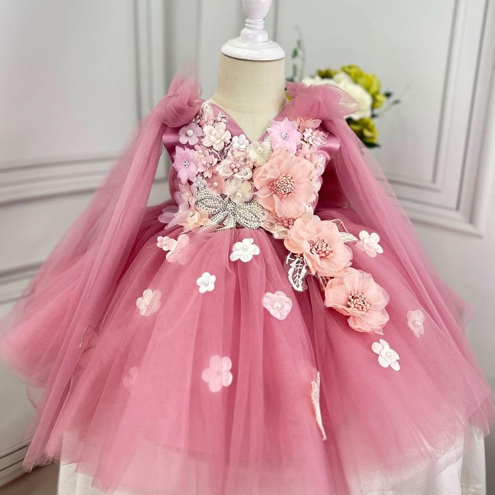 Baby Girl Cute Sleeveless Flower Mesh Birthday Princess Dress | KLFFLGID