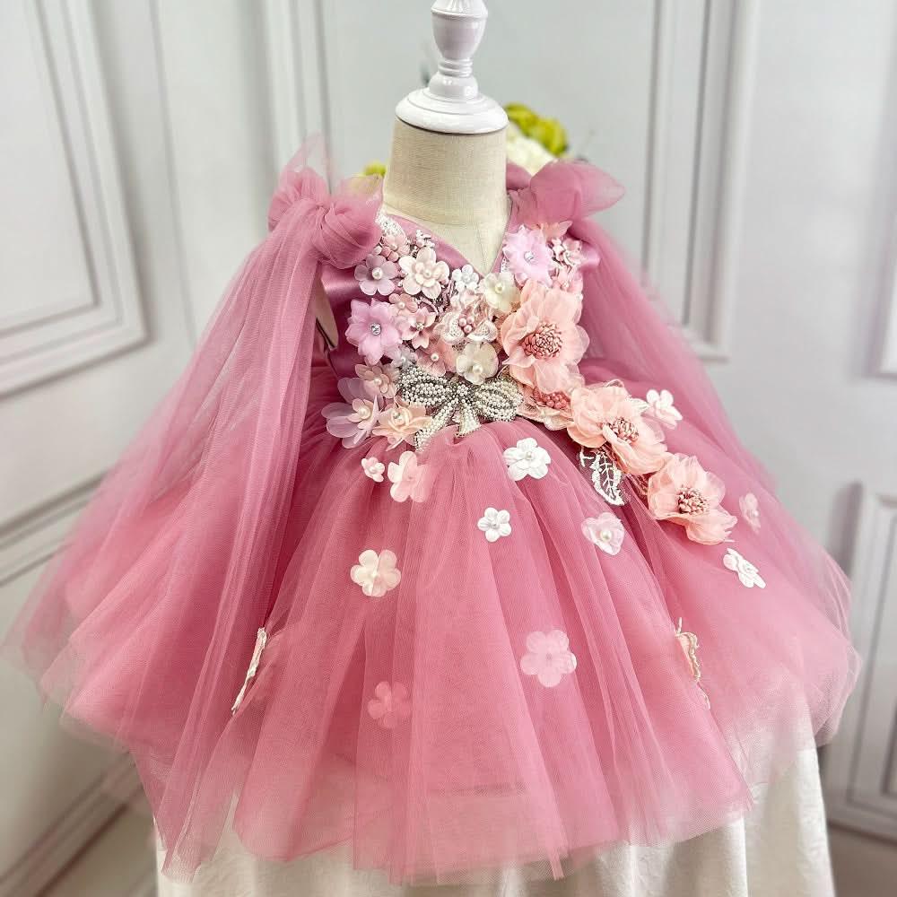 Baby Girl Cute Sleeveless Flower Mesh Birthday Princess Dress | KLFFLGID