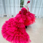 Elegant Sequined Long Sleeve Flower Girl Party Dress with Tail | KLFFIGID