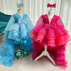 Elegant Sequined Long Sleeve Flower Girl Party Dress with Tail | KLFFIGID