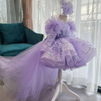 Girls Bow Flower Princess Dress Detachable Train | KLFFIGID