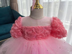Birthday Baby Rose Flower Girl Dress Mesh Evening Gown | KLFFIGID