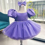 Puff Sleeve Mesh Fluffy Birthday Party Girl Princess Dress | KLFFLGID