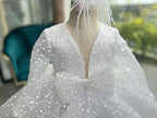 Sequin Long Sleeve Flower Girl Princess Dress with Train | KLFFIGID