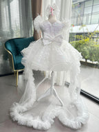 Sequin Long Sleeve Flower Girl Princess Dress with Train | KLFFIGID
