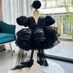 Girls Sequin Puff Sleeve Tail Birthday Party Dress | KLFFIGID