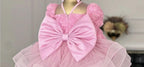 Girls Rose Puff Sleeve Mesh Birthday Princess Dress | KLFFIGID