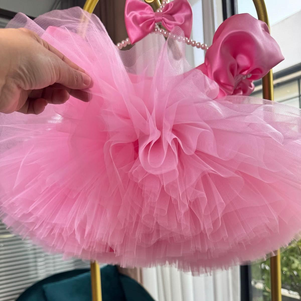 Puff Sleeve Mesh Fluffy Birthday Party Girl Princess Dress | KLFFLGID
