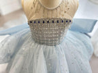 Girls wedding dress, flower girl evening dress tail big bow mesh girl princess dress