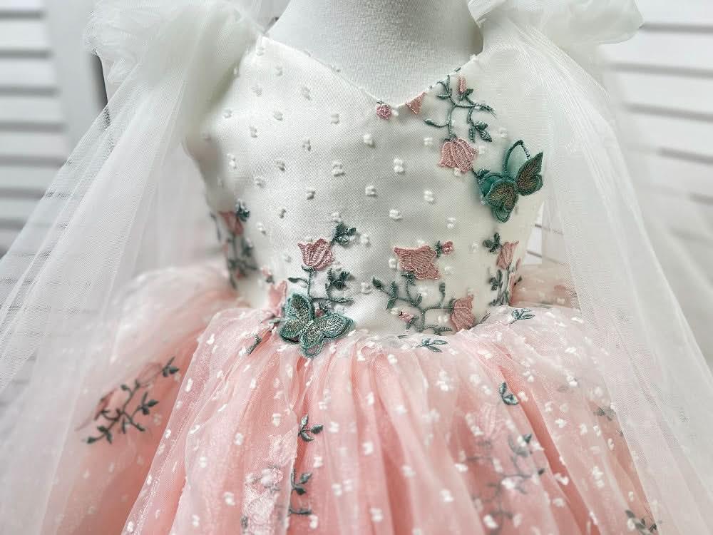 Embroidered Puffy Mesh Tutu Party Dress for Girls Princess | KLFFIGID