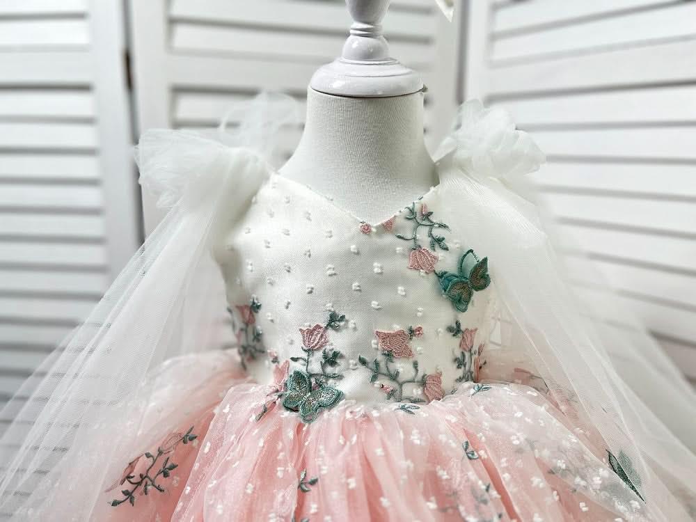 Embroidered Puffy Mesh Tutu Party Dress for Girls Princess | KLFFIGID