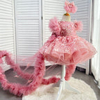 Baby First Birthday Bow Tail Princess Dress Party Frock | KLFFIGID