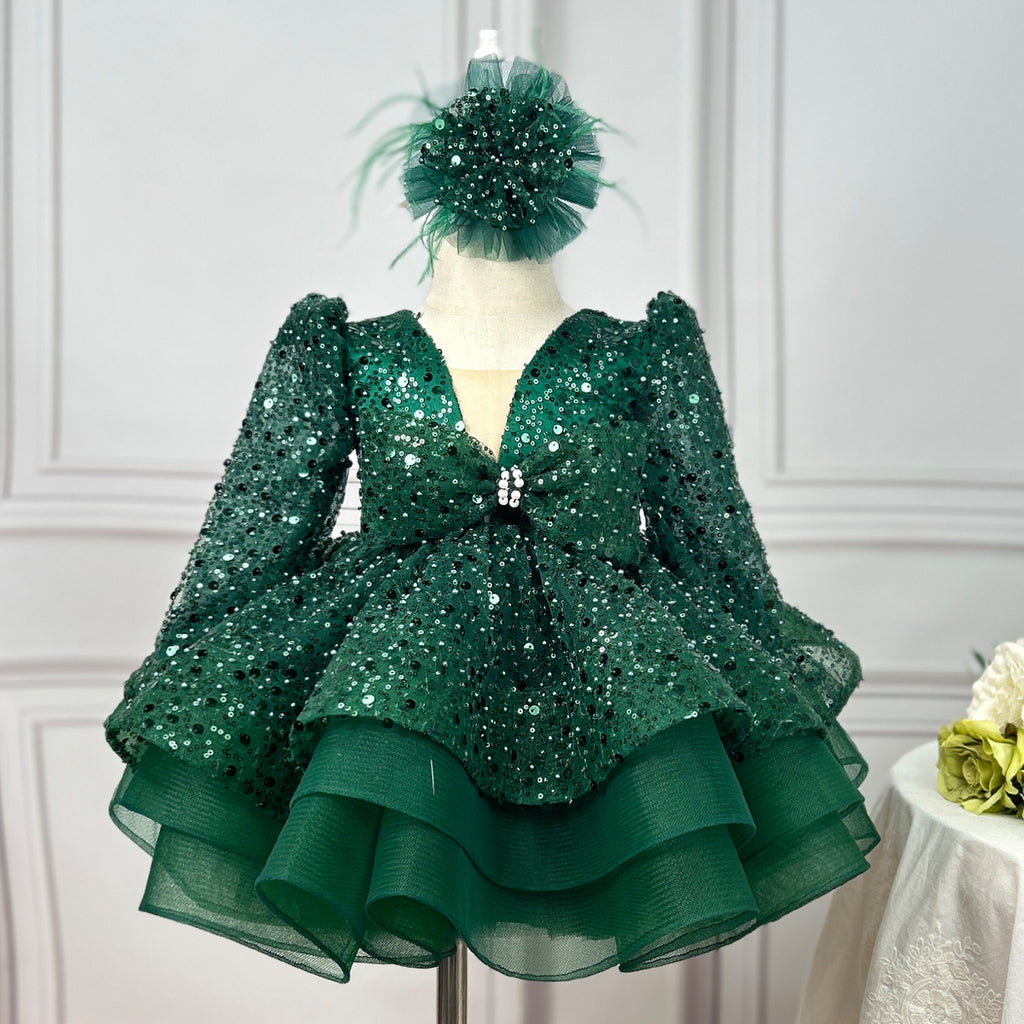 Baby Birthday Flower Girl Sparkly Ball Gown Dress | KLFFIGID