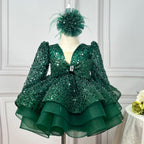 Baby Birthday Flower Girl Sparkly Ball Gown Dress | KLFFIGID
