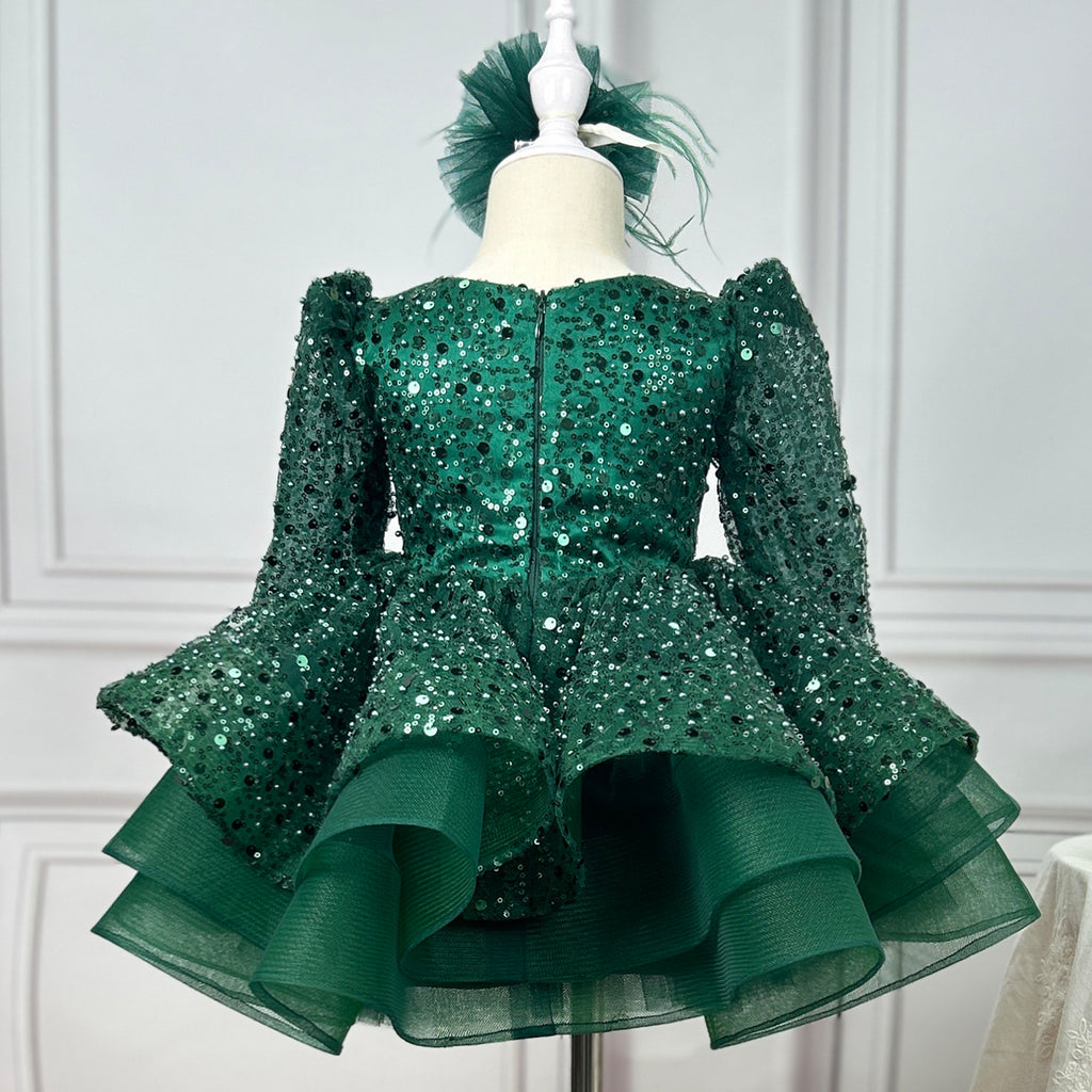 Baby Birthday Flower Girl Sparkly Ball Gown Dress | KLFFIGID