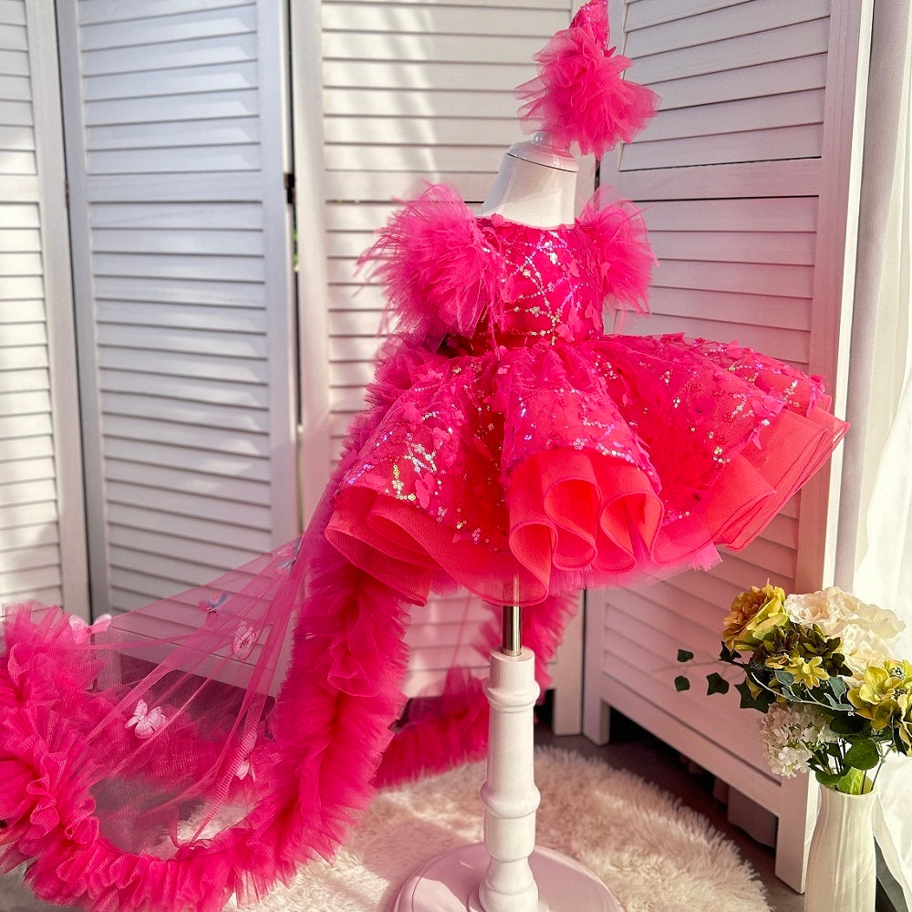 Baby First Birthday Bow Tail Princess Dress Party Frock | KLFFIGID