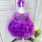 Feather Sequin Dance Performance Evening Dress for Girls | KLFFIGID