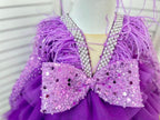Feather Sequin Dance Performance Evening Dress for Girls | KLFFIGID