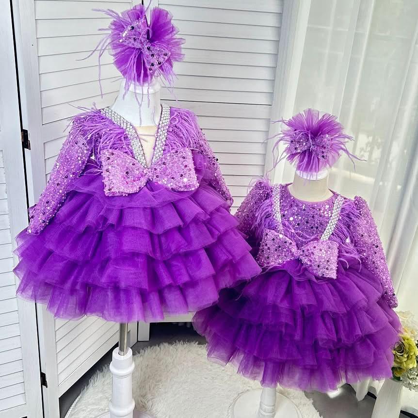 Feather Sequin Dance Performance Evening Dress for Girls | KLFFIGID