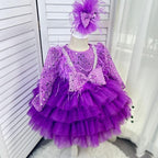 Feather Sequin Dance Performance Evening Dress for Girls | KLFFIGID