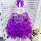 Feather Sequin Dance Performance Evening Dress for Girls | KLFFIGID
