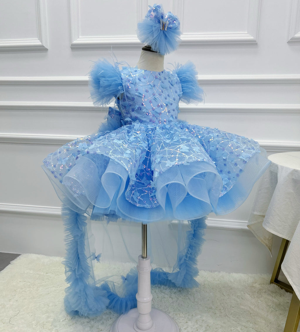 Baby First Birthday Bow Tail Princess Dress Party Frock | KLFFIGID