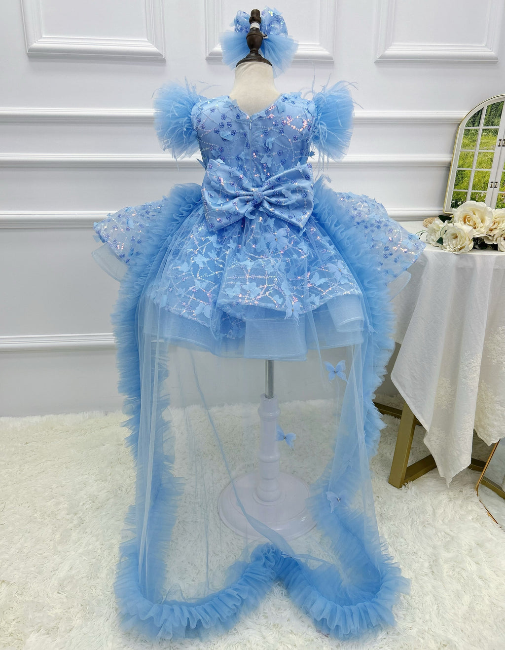 Baby First Birthday Bow Tail Princess Dress Party Frock | KLFFIGID