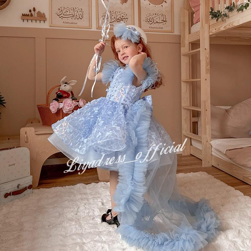 Baby First Birthday Bow Tail Princess Dress Party Frock | KLFFIGID