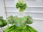 Embroidered Floral Puff Sleeve Satin Mesh Tutu Dress for Girls | KLFFIGID
