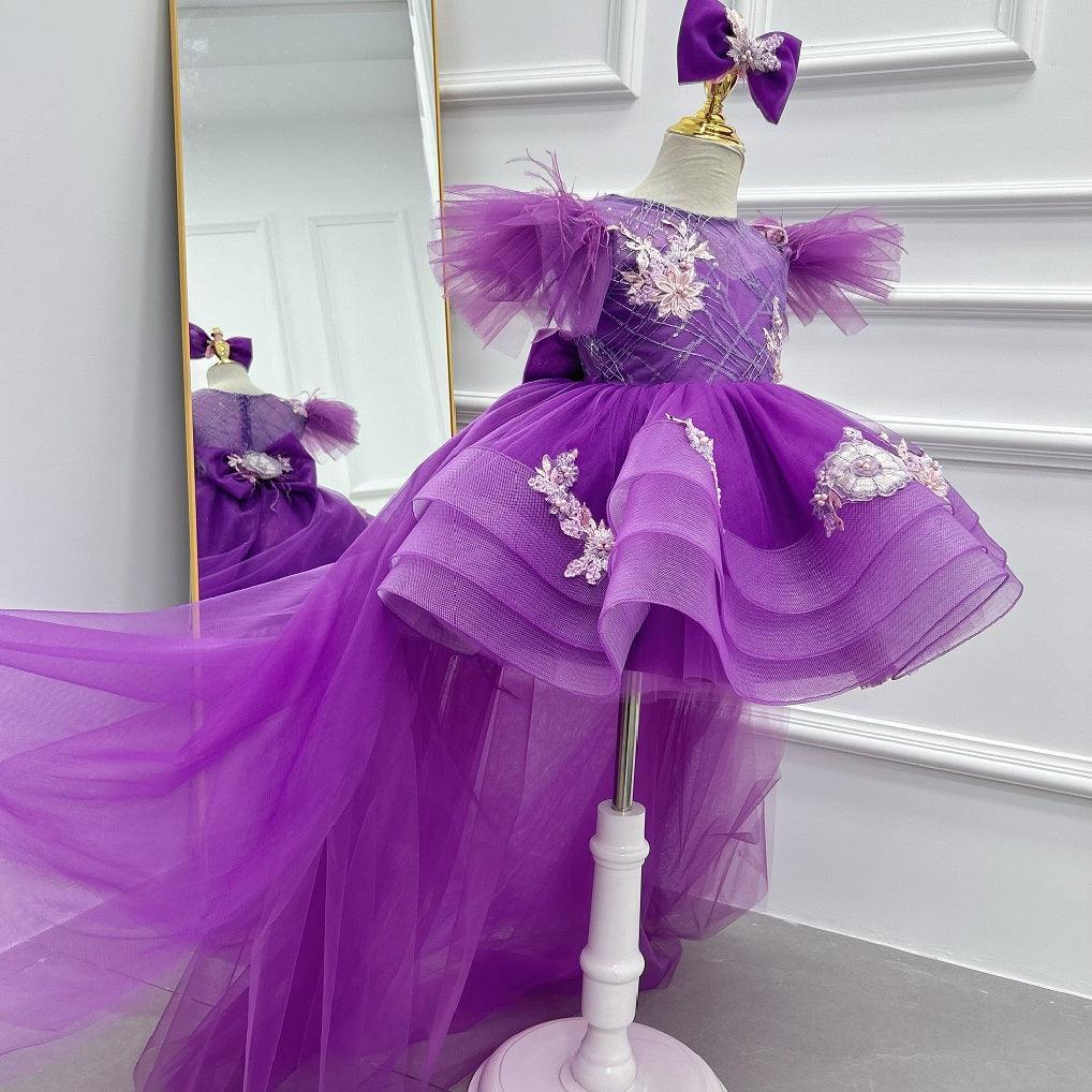 Baby Flutter Sleeve Tail Princess Dress Christmas & 1st Birthday Party | KLFFIGID