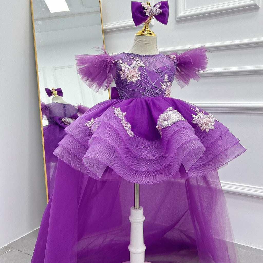 Baby Flutter Sleeve Tail Princess Dress Christmas & 1st Birthday Party | KLFFIGID