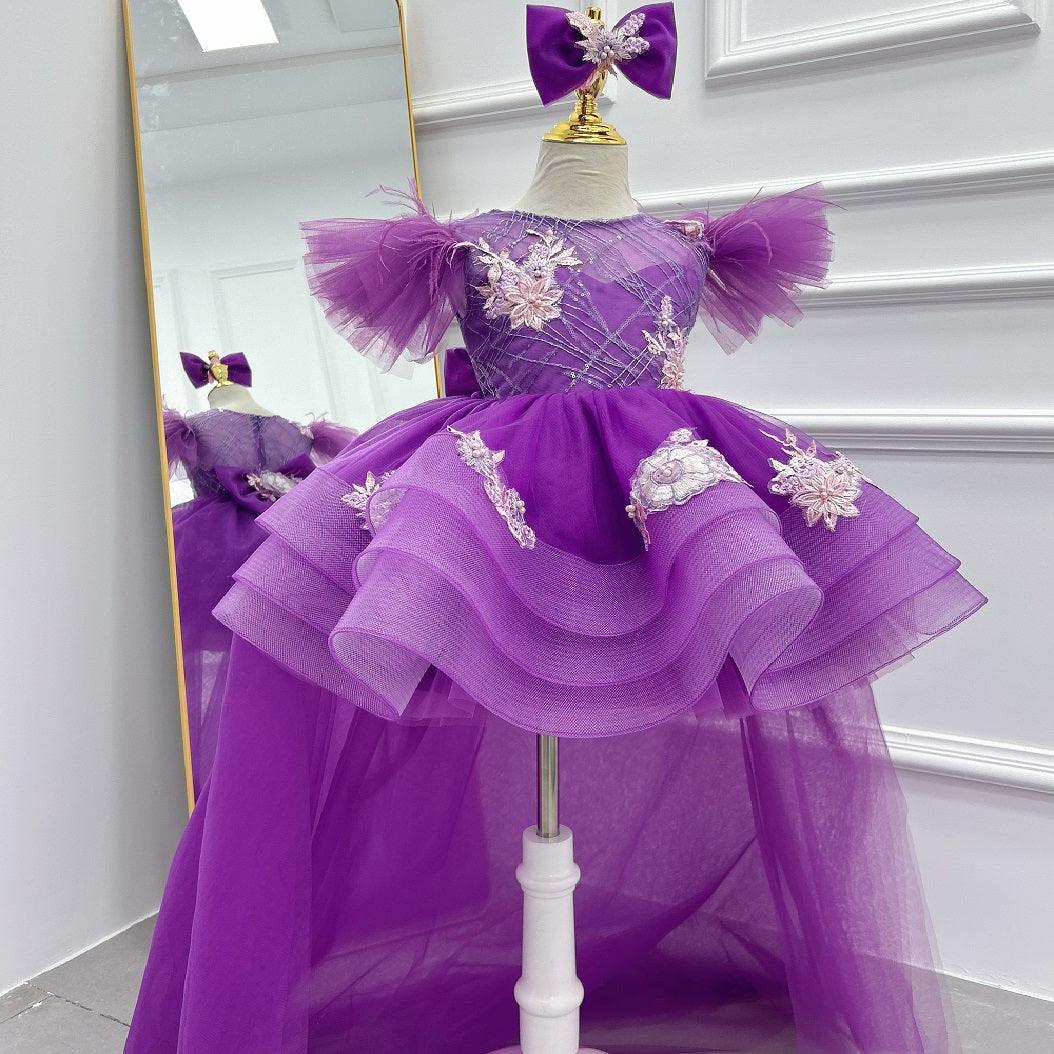 Baby Flutter Sleeve Tail Princess Dress Christmas & 1st Birthday Party | KLFFIGID