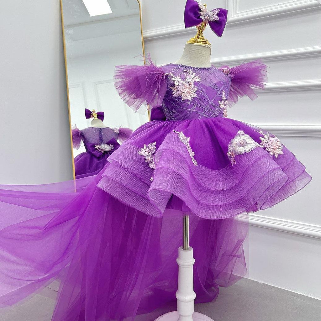 Baby Flutter Sleeve Tail Princess Dress Christmas & 1st Birthday Party | KLFFIGID