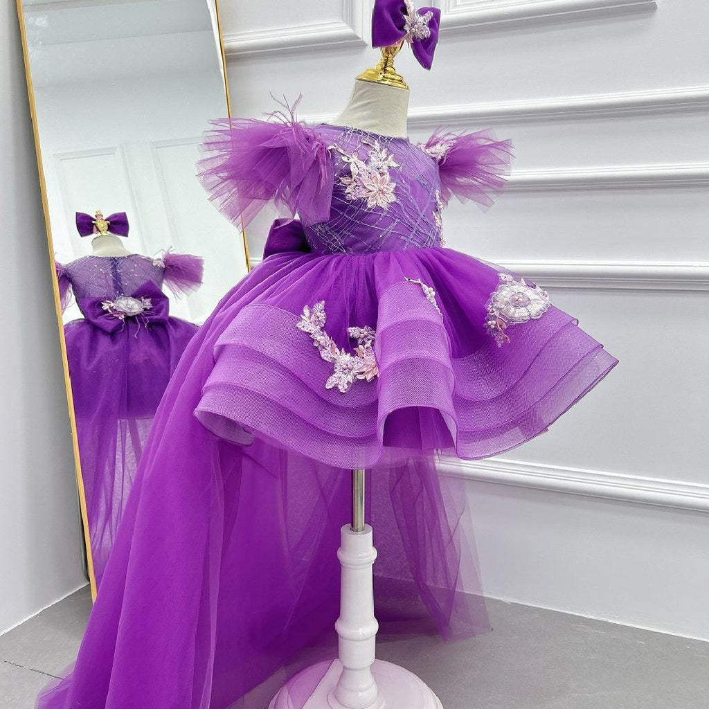 Baby Flutter Sleeve Tail Princess Dress Christmas & 1st Birthday Party | KLFFIGID