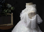 White Elegant Butterfly Wedding Flower Girl Banquet Children's Formal Evening Dress