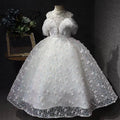 White Elegant Butterfly Wedding Flower Girl Banquet Children's Formal Evening Dress