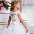 Children's Wedding Flower Girl Dress White Butterfly Maxi Dress for Special Occasions