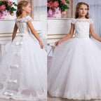 Children's Wedding Flower Girl Dress White Butterfly Maxi Dress for Special Occasions