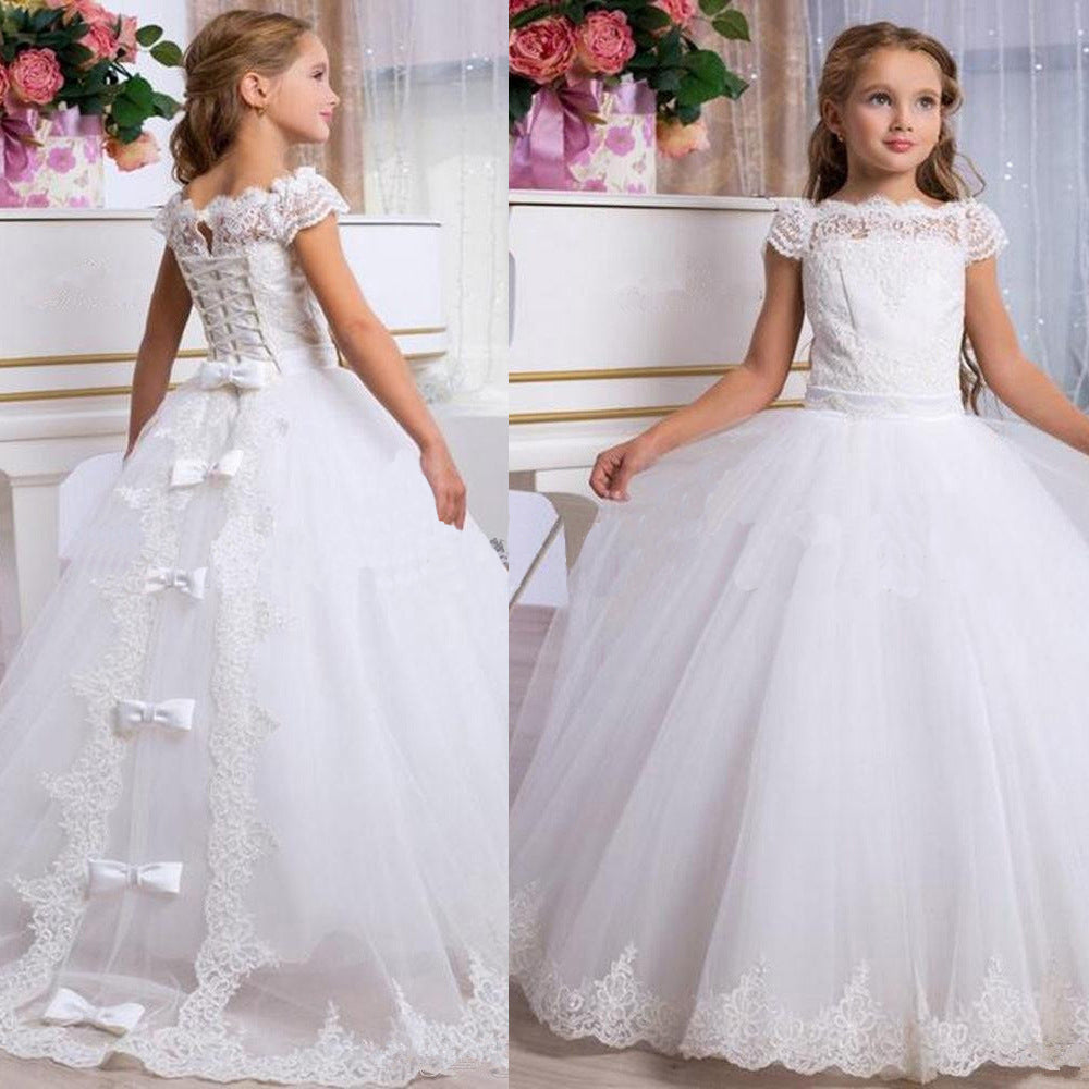 Children's Wedding Flower Girl Dress White Butterfly Maxi Dress for Special Occasions