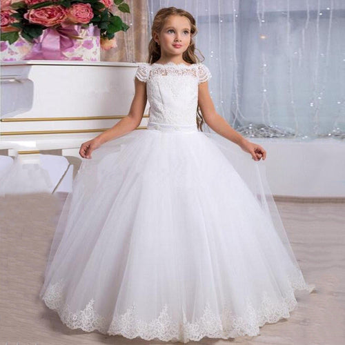 Children's Wedding Flower Girl Dress White Butterfly Maxi Dress for Special Occasions